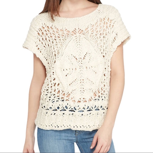 Free People Sweaters - Free People Ivory Crochet Knit Top